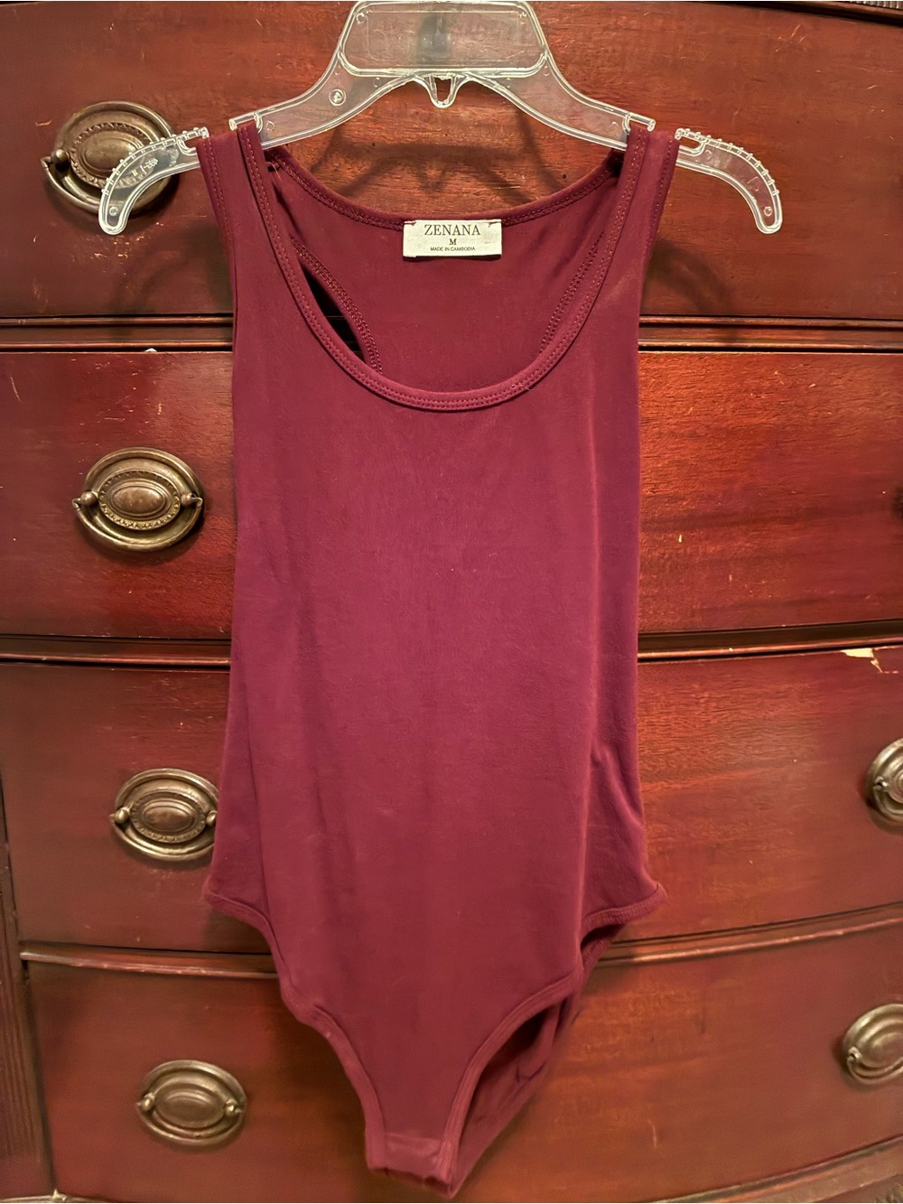 Zenana Plum Sleeveless Scoop Neck Bodysuit